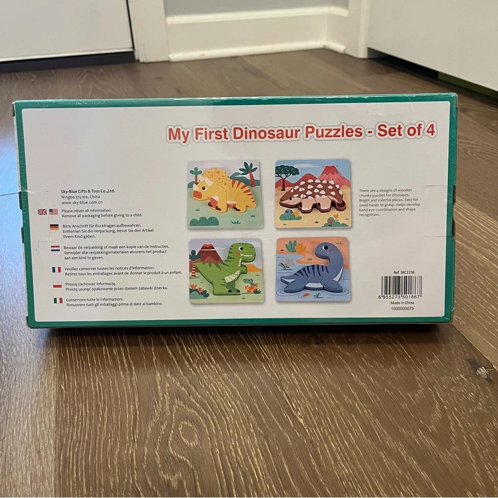 Kids Colorful Wooden Animal Puzzle Set Dinosaur Lion Alligator Owl Hippo